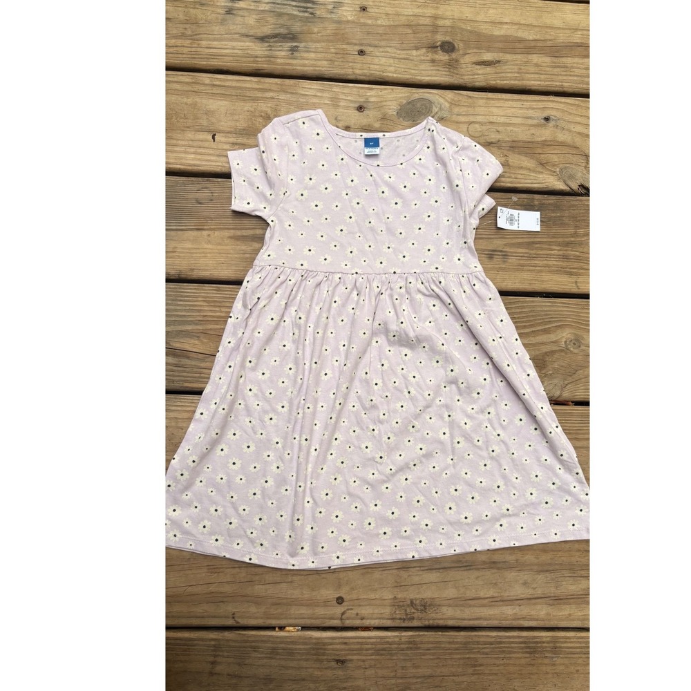 Old Navy Girls 5T Lavender Daisy Floral Print Short Sleeve Fit & Flare Dress NWT